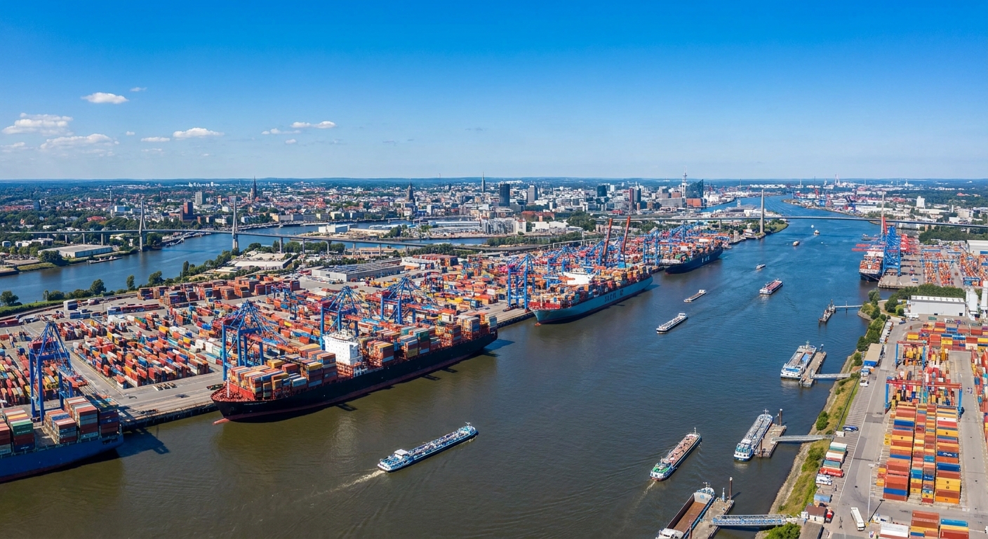 Luftbild des Hamburger Hafens