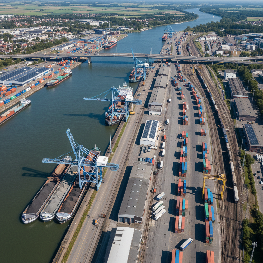 Europäischer Binnenhafen aus der Luft
